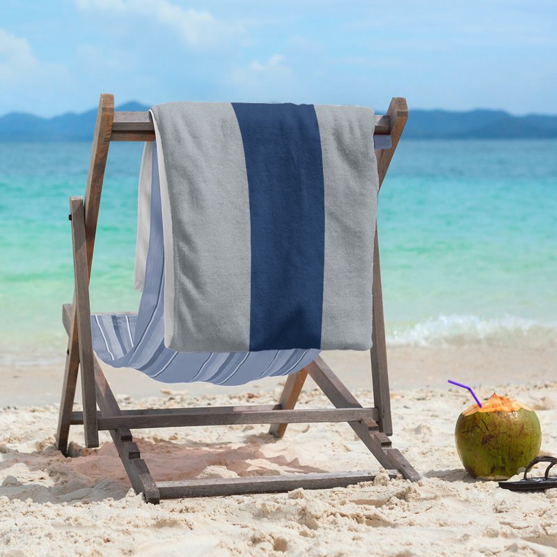 Columbus Lightweight Beach Towel, Flat Silver/Blue/Flat Silver, Poly/Cotton