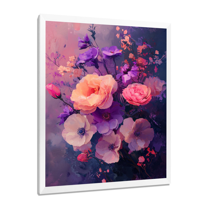 Sherita - Floral Wall Art Prints, H 20 po x l 12 po, Reproduction encadrée sans passe-partout, Blanc