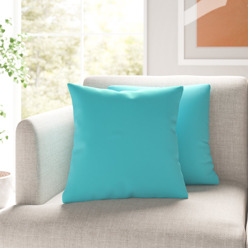 Borgey Outdoor Reversible Throw Pillow, Aqua Blue, 18" H x 18" W x 6" D