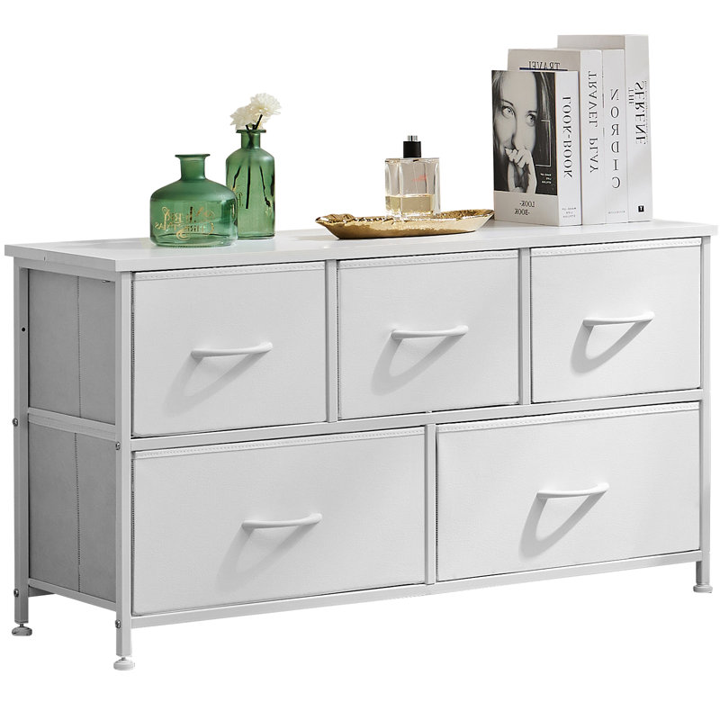 Kathiria 39.4"W 5 Drawer Small Dresser, Kid Dresser, White