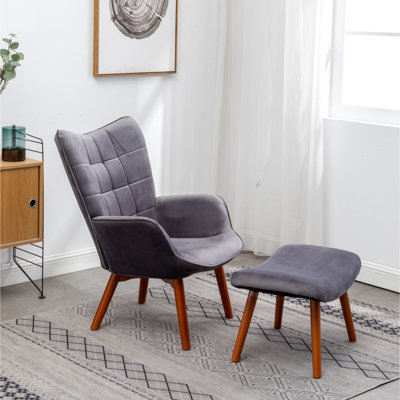 - Fauteuil d'appoint en velours gris apaisant