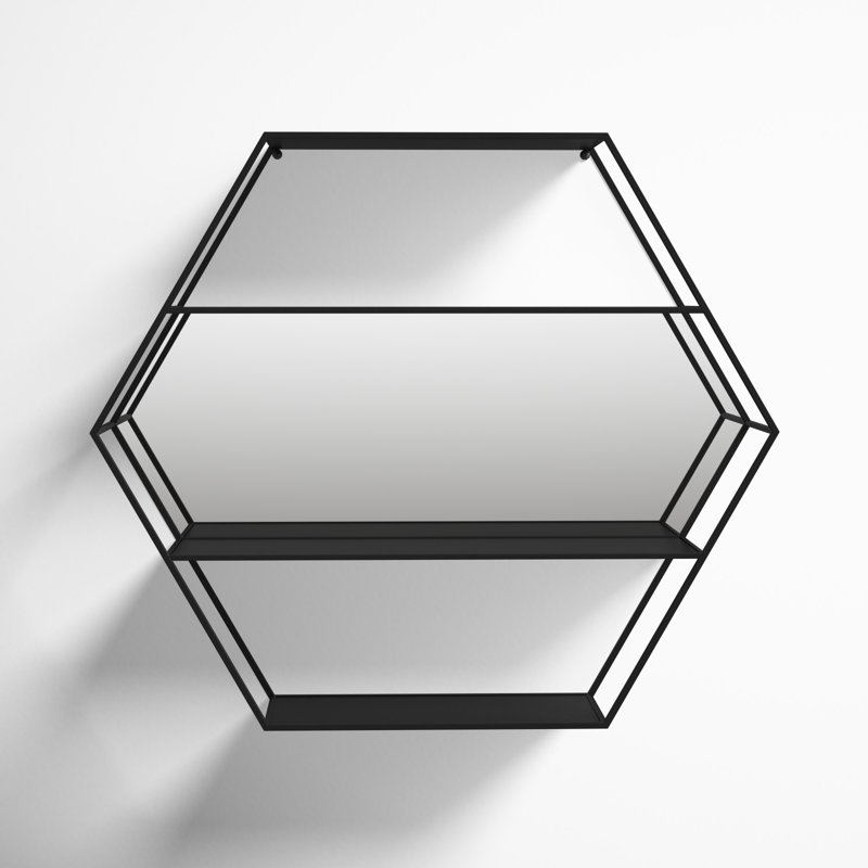 Celestia 3 Piece Hexagon Accent Shelf, Black