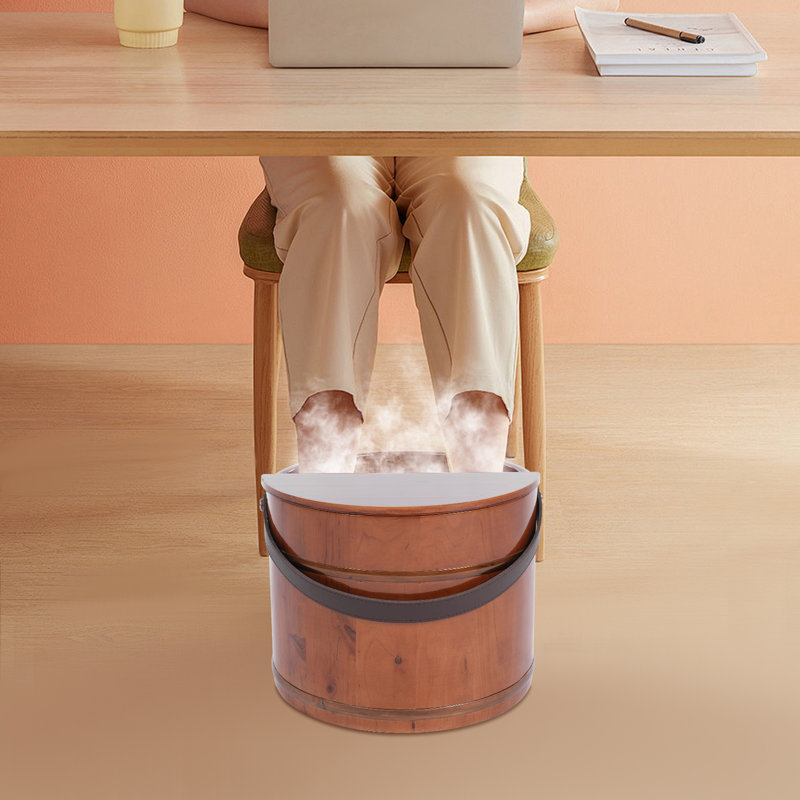 Foot Bath Bucket with Massage and Handle, Brown, 9.84" H x 12.2" W x 12.2" D