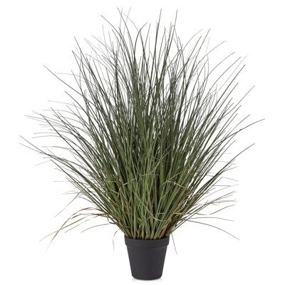 Adcock, oignon artificiel en pot, fausse herbe, plante en pot, plante artificielle haute, plante artificielle - 2 pi, feuilles de PVC roulées à la main, pot noir - pour le vestibule, le salon, le bureau, la salle de bain