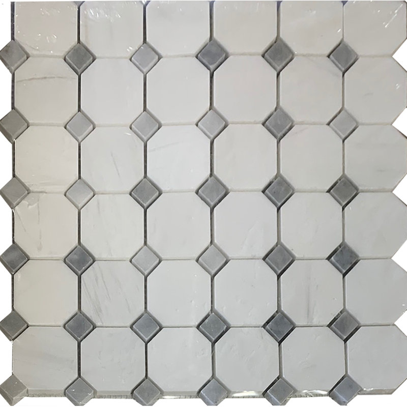 Carreau de sol et mosaïque en marbre octogone et à pois