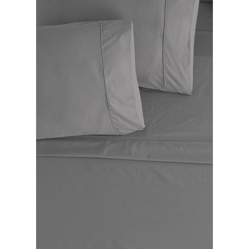 Ensemble de draps en coton Ranforce, gris, Ensemble de draps et de 2 taies d'oreiller pour tr