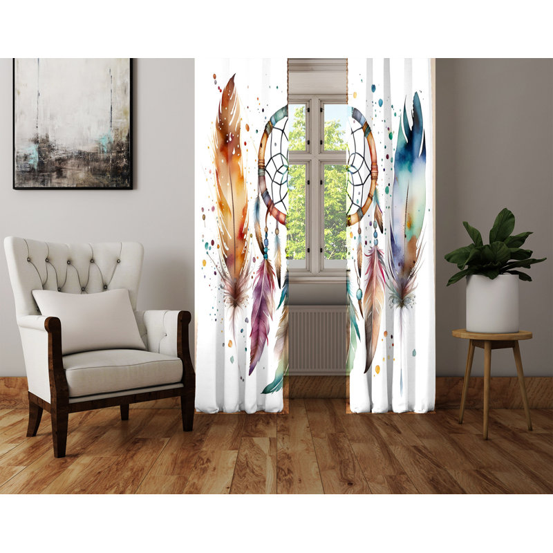 Paire de rideaux semi-transparents en polyester Arendien, L 40 po x L 61 po