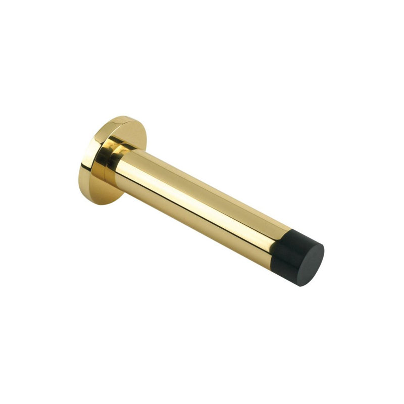 Cylinder Brass Skirting Fixed Door Stop, Satin Chrome