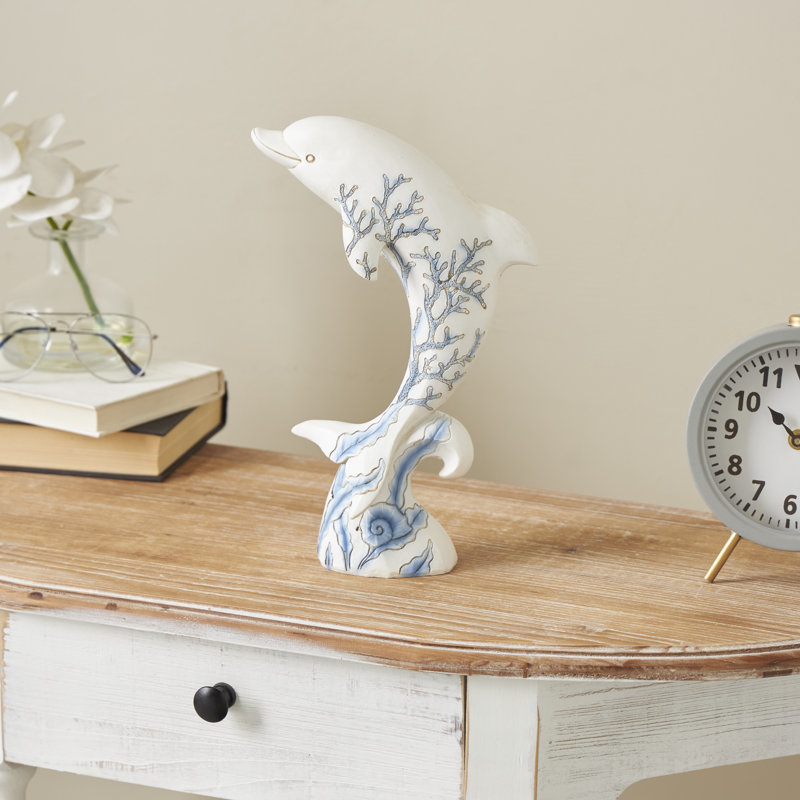 Sculpture blanche Alidiya Polystone Curved Dolphin