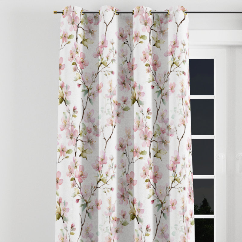 Rideaux à motif floral - 1 panneau de rideaux à œillets rose, L 52 po x L 108 po, Œillets dorés
