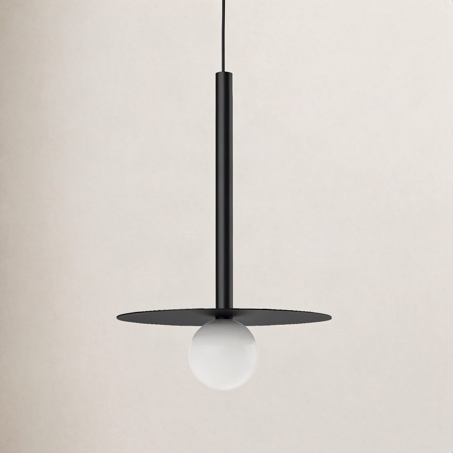 Single Light Metal Dimmable LED Pendant, Black, Black