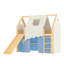 Lit mezzanine Cottage avec glissoire et tente, construction en bois massif, conception peu encombrante-125179373-125179374