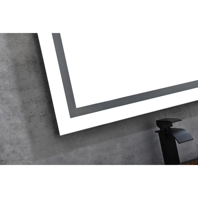 Grand miroir de salle de bain 72 po x 36 po à mémoire de forme réglable à brouillard à intensité variable avec miroir de 72 po x 36 po pour salle de bain