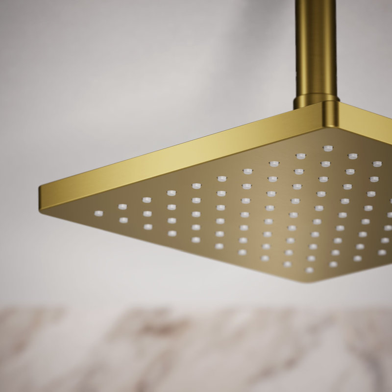 Honesty 8" Single-Function Wall or Ceiling-Mount Square Rainhead, Square Rain Showerhead 2.5 GPM