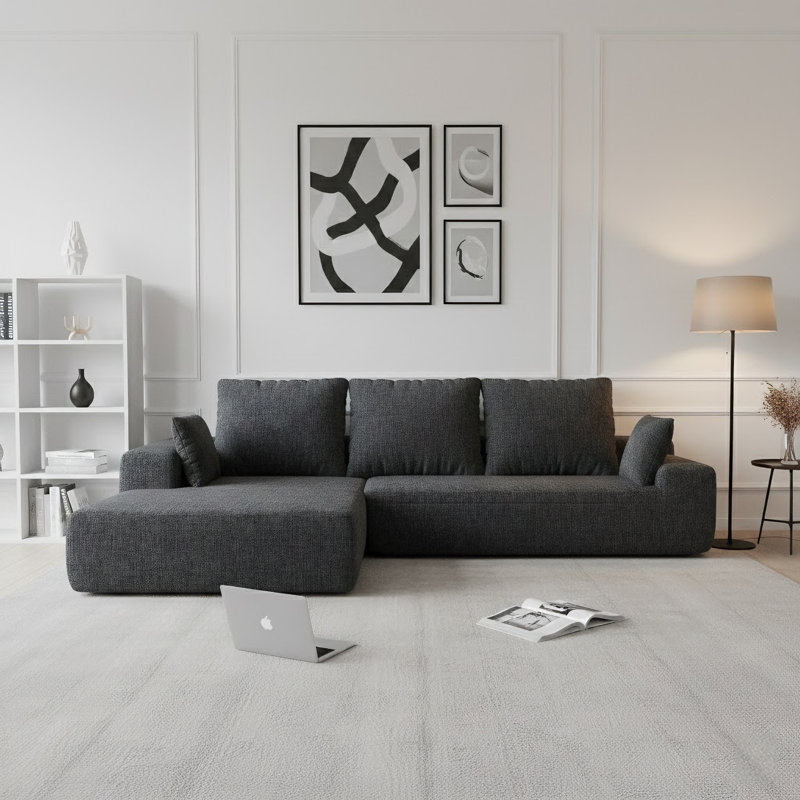 Canapé Bonfort 2 pièces sans assemblage requis, canapé modulaire sans nuage en forme de L pour salon, cinéma maison