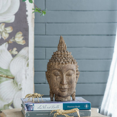 Grande sculpture tête de Bouddha méditant