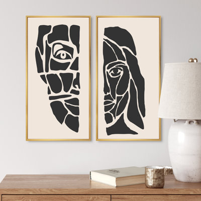 «Abstract Minimalist Woman Portrait IV», ensemble de 2 peintures