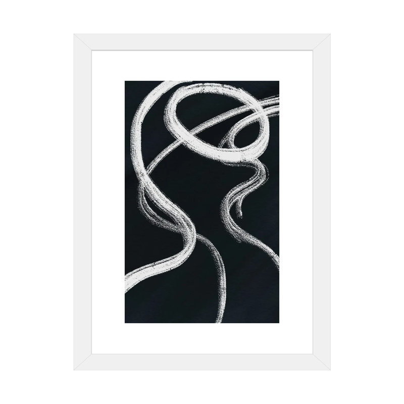 "Femme abstraite" par Mambo art studio-impression, H 32 po x l 24 po x P 1 po, Papier encadré blanc, Blanc