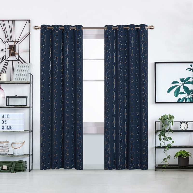 Malone Room Darkening Thermal Curtain, Width 117 x Drop 229cm, Navy Blue
