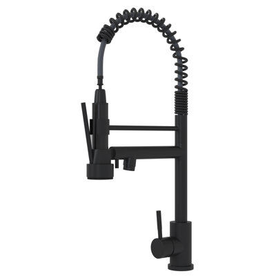 Robinet de cuisine noir mat - Style moderne, fabrication en acier inoxydable 304, idéal pour les cuisines résidentielles à poignée simple 19 po 304, résidences de style contemporain