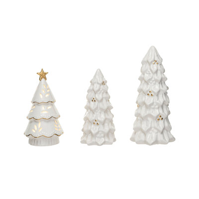 Stoneware Christmas Trees With Electroplating And LED