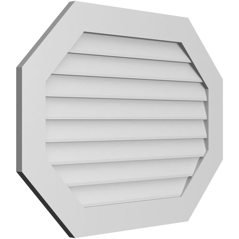 Horizontal Elongated Octagon Surface Mount Signature Urethane Non-Functional Gable Vent Primed Tan, 28" H x 38" W x 1" D