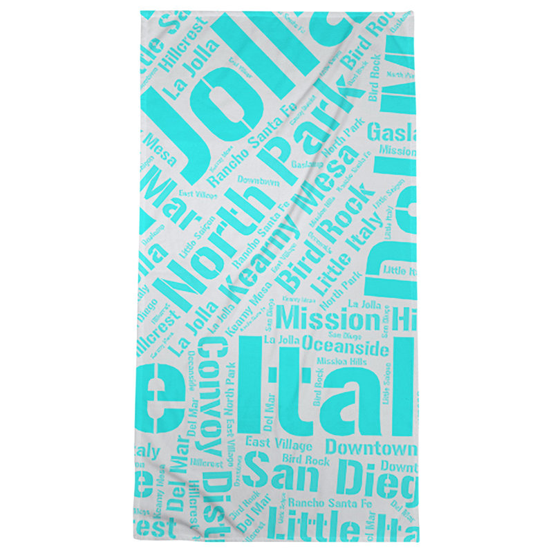 Bath Towel, San Diego, Cyan, Microfiber