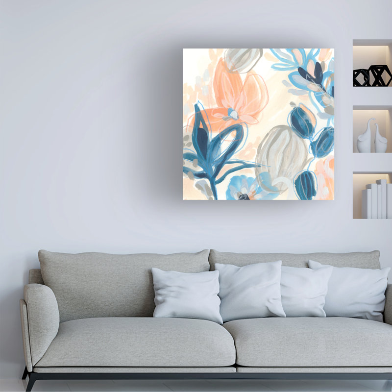 Terra Cotta Blooms I par June Erica Vess - peinture sur toile tendue, H 14 po x l 14 po x P 2 po