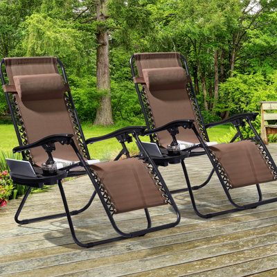 Chaises de patio zéro gravité, siège imperméable avec plateau latéral réglable pour chaises longues inclinables de piscine et de jardin