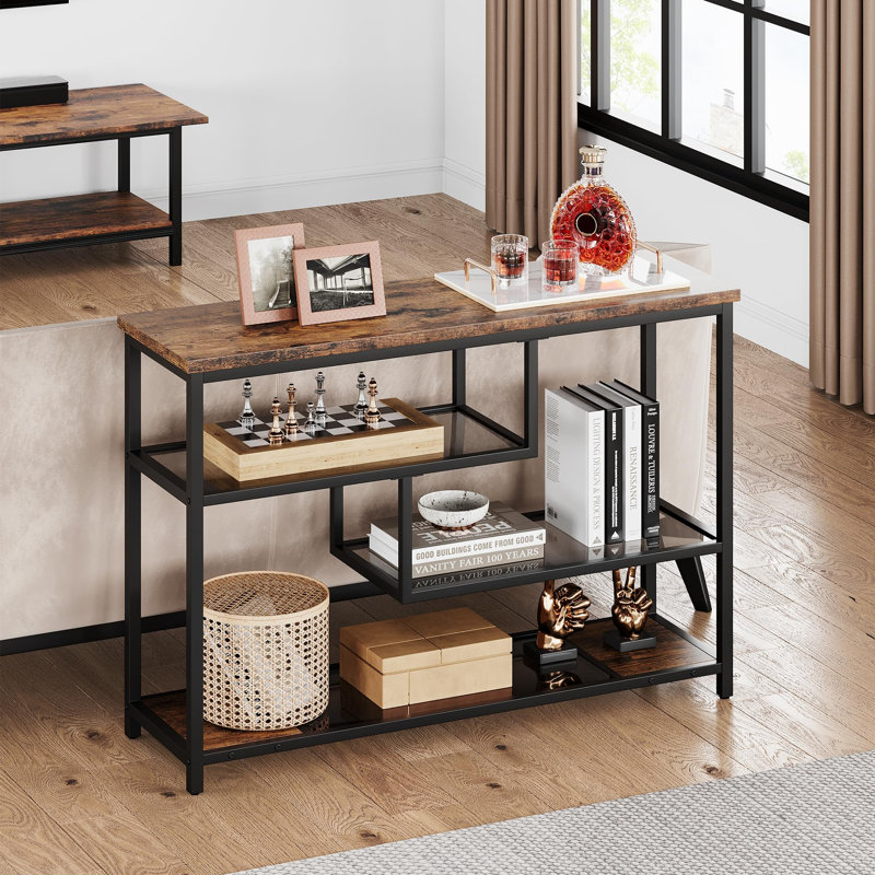 100cm Console Table, Gray / Black, Black, Gray