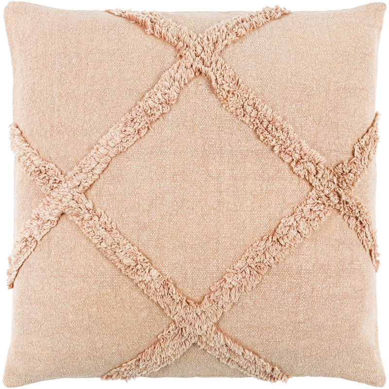 Sarah 20'' Peach Cotton Woven Square Pillow Cover