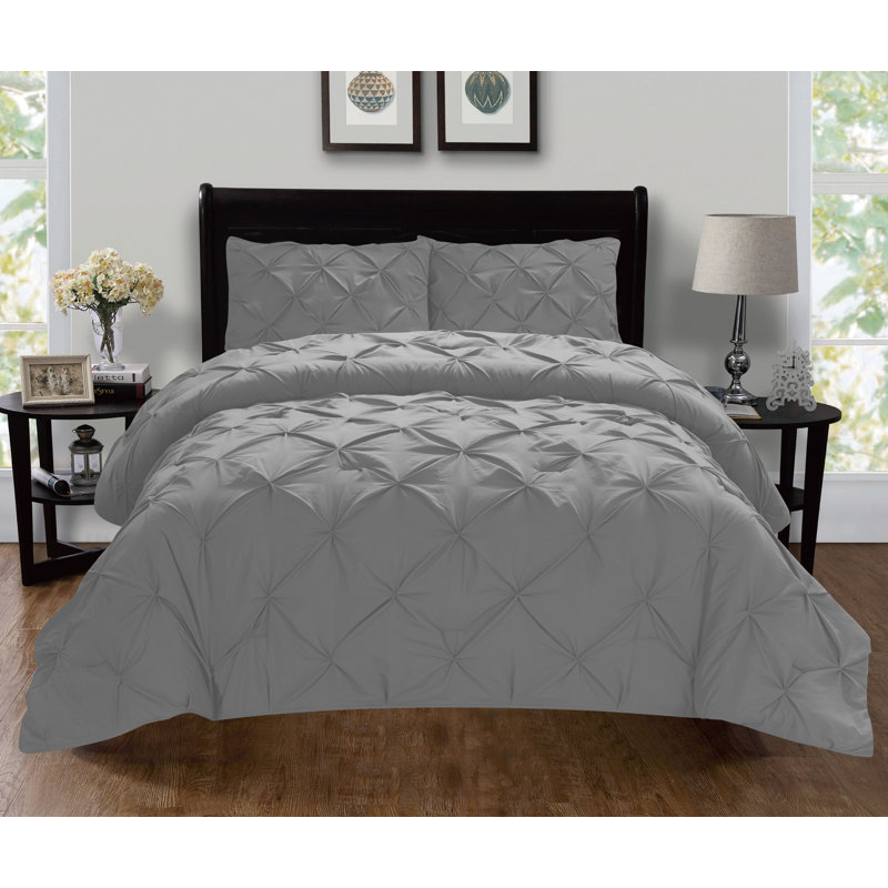 Polyester Satin Duvet Cover, Gray, Twin Duvet + 1 Sham