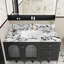 Plateau de meuble-lavabo 43 po x 22 po, avec lavabo et dosseret en céramique encastré, comptoir de salle de bain en marbre artificiel avec 3 trous de robinet (seulement le comptoir de meuble-lavabo)