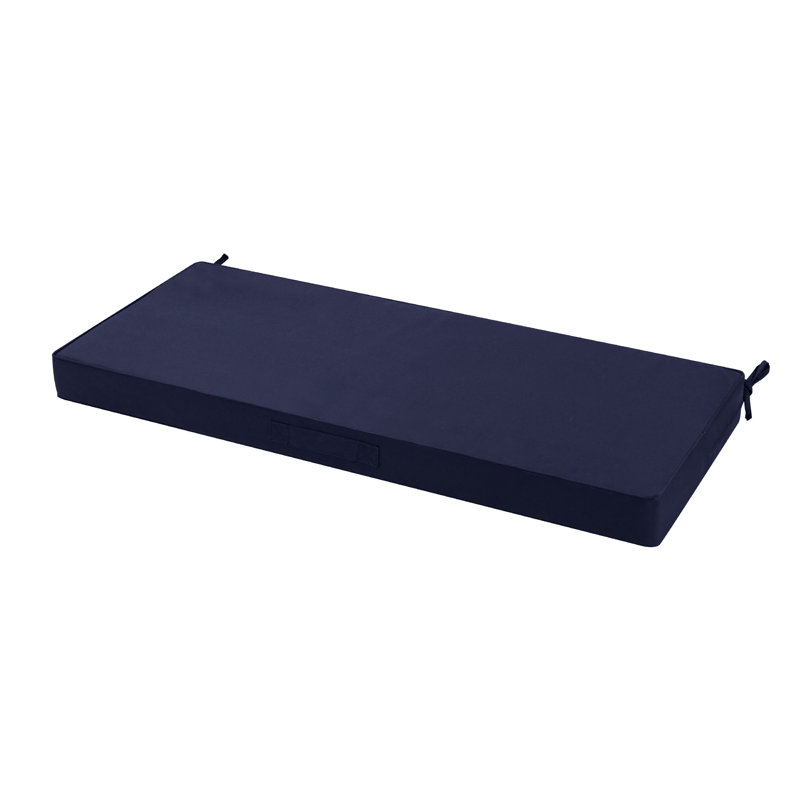 Outdoor Bench Cushion, 48 x 18 x 3 in, with Removable Cover, Waterproof, UV-Resistant, and Non-Slip with Ties,Blue, Navy Blue