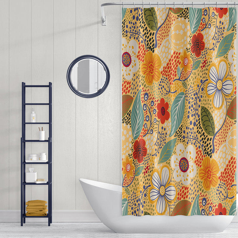 Rideau de douche simple à motif floral Hoysted, H 83 po x l 70 po