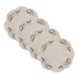 Lenox French Perle Holly Embroidered Placemat 4 Pack Set