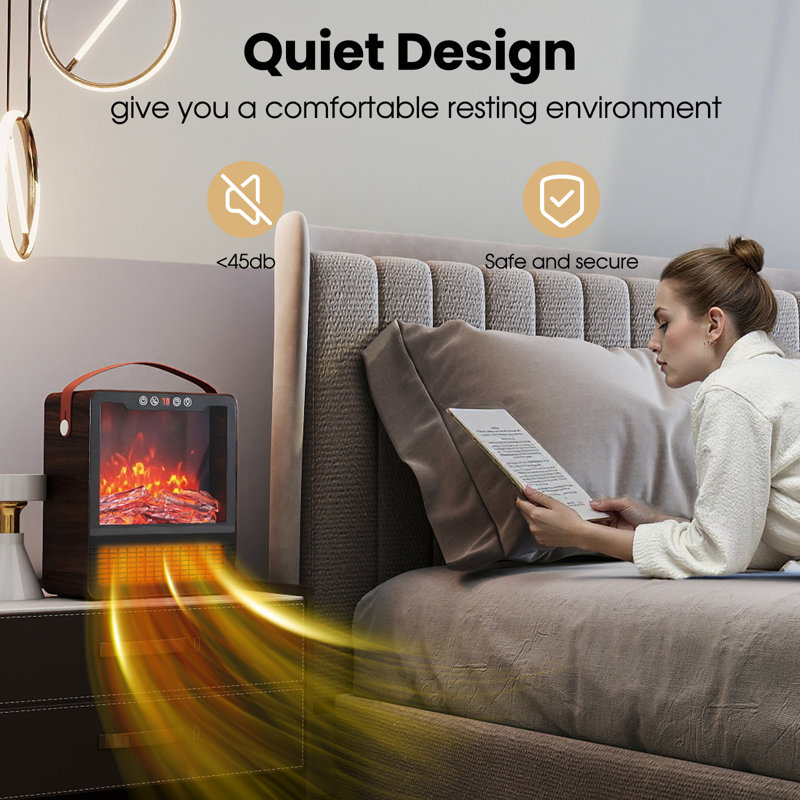 Small Electric Fireplace Heater For Home, Portable Space Heater With Dancing Flames, Safety Auto Shutoff And Temperature Control For Cozy Living Rooms And Offices