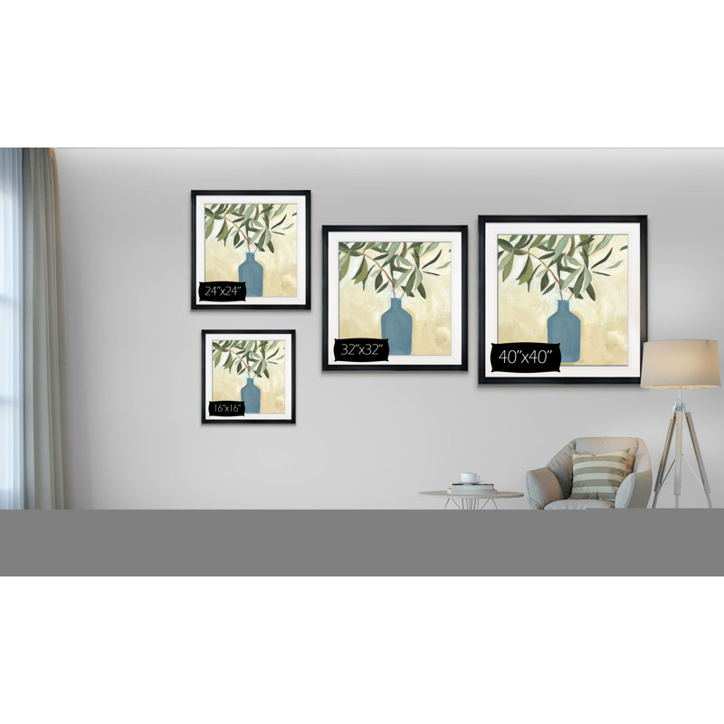 «green "still life v" , peinture, H 16 po x l 16 po x P 1,5 po, Cadre noir
