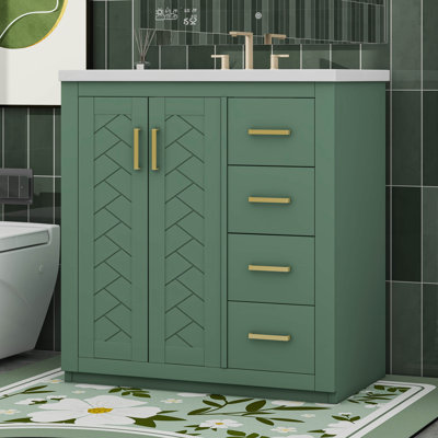 Ensemble de meuble-lavabo autoportant 30 po avec lavabo en céramique 30 po et 3 tiroirs