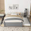 Lit double gris avec lit gigogne simple et choix de rangement pratiques - Élégant système de tiroir moderne à tiroirs gris et bois massif-997216274