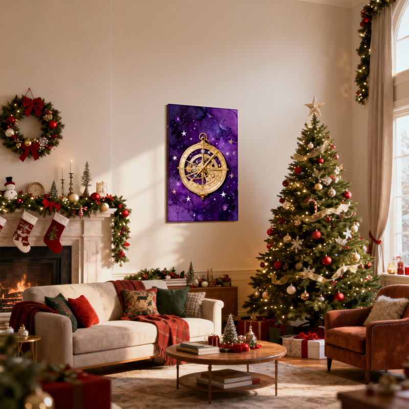 «Christmas Starry Sky Compass», ensemble de 3 impressions sur toile, H 24 po x l 16 po