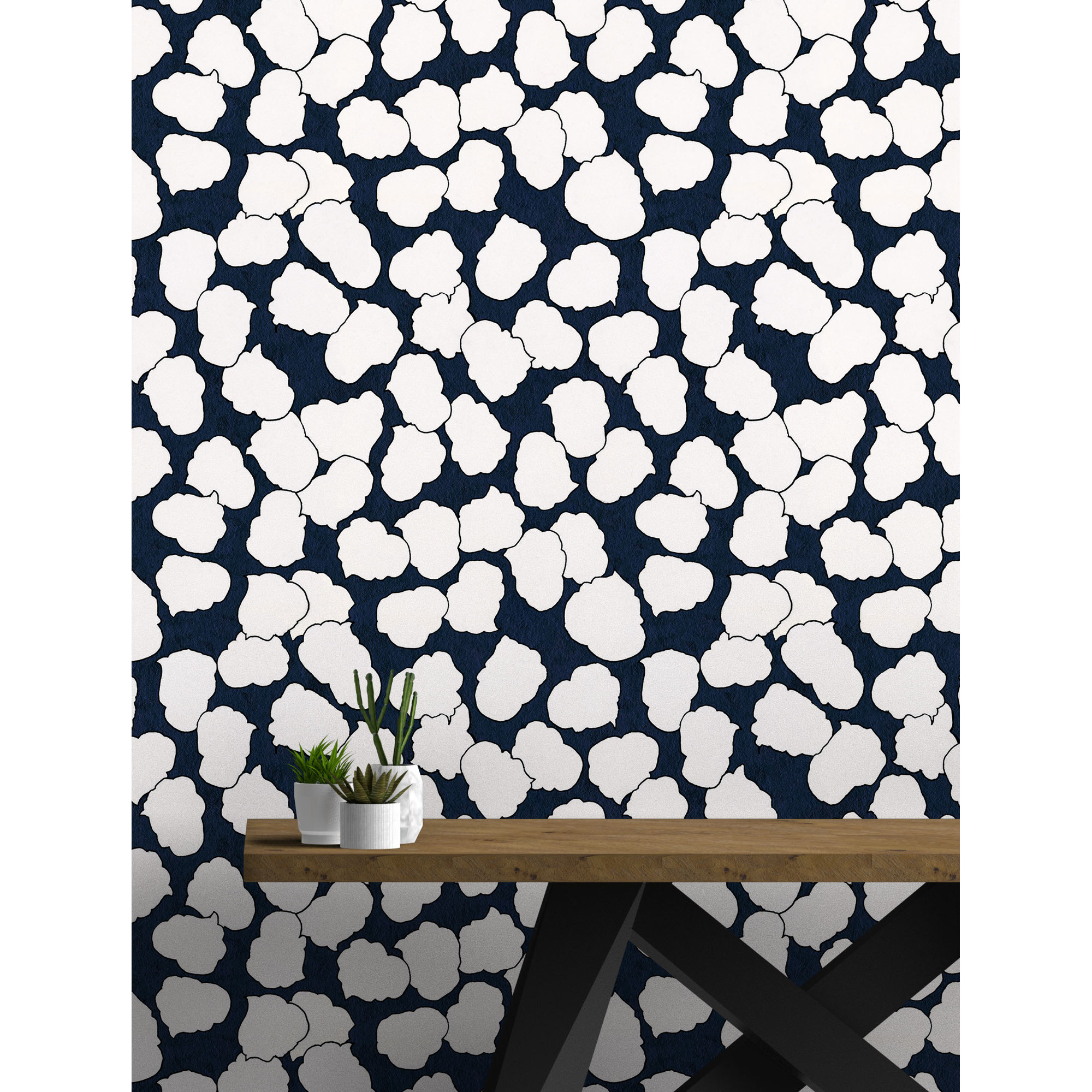 Armes Abstract Wallpaper, Navy/White