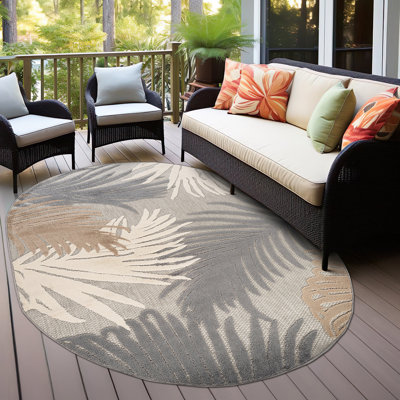 Tapis d'intérieur et d'extérieur à motif floral Hernandez