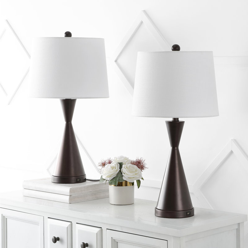 Lampe de table USB en métal Vinona, Bronze huilé
