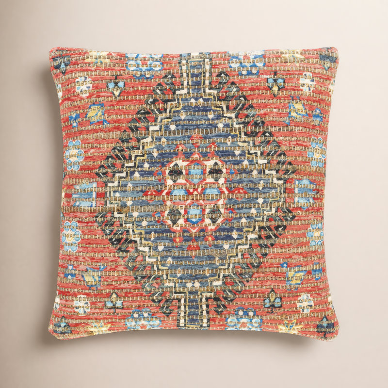 Vince Cotton Blend/Jute/Polyester/Polyester Blend Throw Square Pillow, Polyester/Polyfill