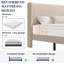 Très grande base de lit tapissier avec tête de lit, support en lattes de bois, pieds robustes en métal, aucun sommier tapissier requis, lit plateforme moderne, beige-662990078-662990067