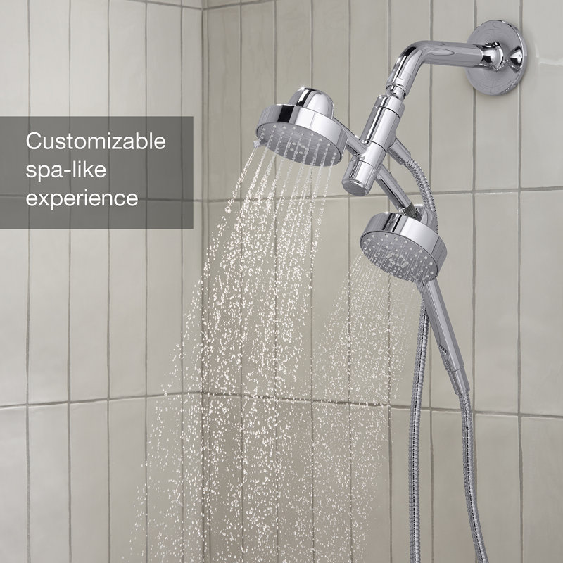 Kohler Awaken 2-In-1 Multifunction 1.75 GPM Shower Combo Kit, Showerhead and Handshower, Three Spray Settings