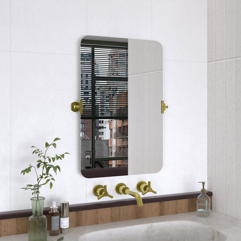Miroir de salle de bain mural rouge brossé l 20 po x H 30 po Redolent, 30 po x 20 po, Laiton