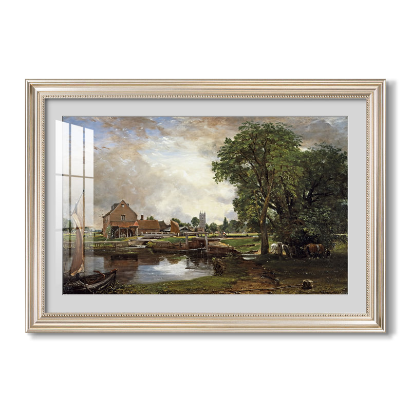 Écluse et moulin de Dedham, vers 1820 - John Constable - Estampe encadrée sur mesure, Dimensions intérieures 24 po x 34 po