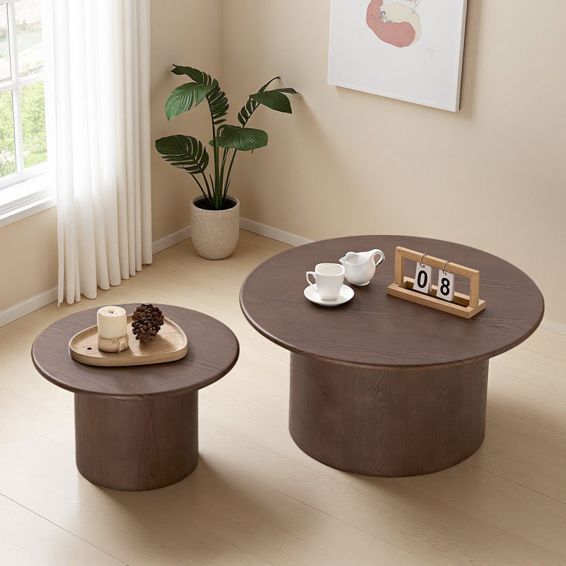 Ensemble de 2 tables basses rondes en MDF pour le salon
